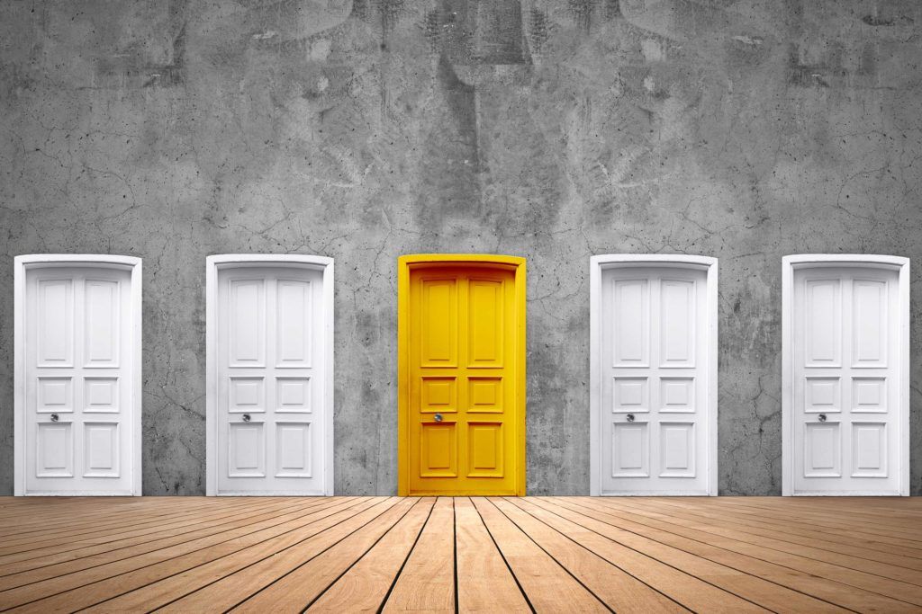 yellow and white doors that illustrate the concept of intellectual property registrations